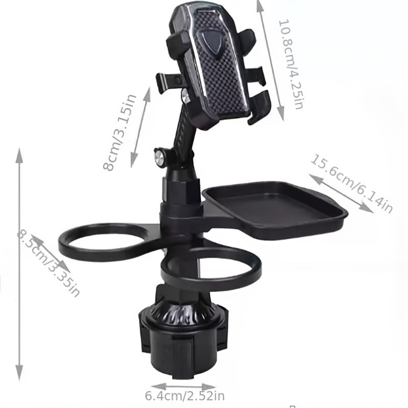 [3-In-1 Car Cup Holder] 3-In-1 Detachable Car Cup Holder - Spacious Expandable Food Table with Sturdy Base - Essential Accessory for Long Trips
