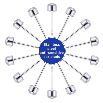 Stainless Steel Body Piercing Studs Kit - 10 Pairs Ear Nose Cartilage Studs with 2 DIY Setting Tools, Hypoallergenic Body Jewelry Decoration Accessories