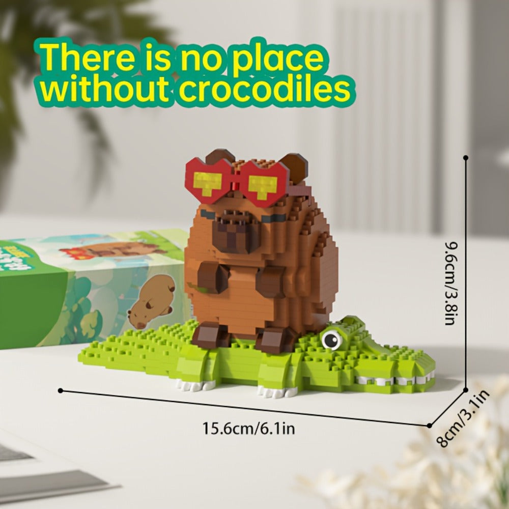Capybara Micro Brick Building Set 562pcs Collector Edition – Miniature DIY Assembly Desk Decor Stress Relief Toy for Kids Teens Adults Capybara Lover Gift Birthday Easter Christmas Multiple Scenes