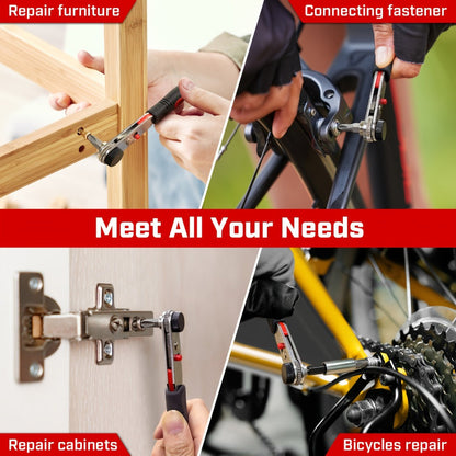 Ratchet Angle Screwdriver Set 10-in-1 & 16-in-1 – Magnetic Multi-Bit Right Angle Screwdriver for Tight Spaces, DIY, Bike Repair & Home Maintenance, Compact Flexible Tool Kit