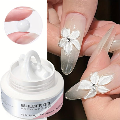 Builder Gel Nail Extension Sculpting Gel 60g No-Sticky Soak-Off – Clear & Milky White 3D Carving Molding UV/LED Curable Construction Gel for DIY & Salon Nail Art Women by BORN PRETTY