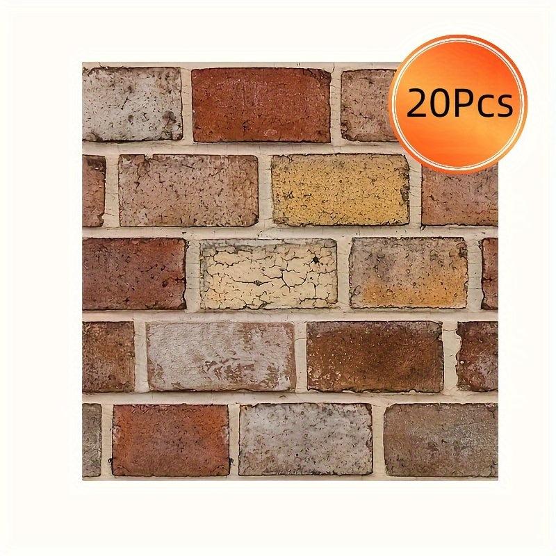 Peel and Stick Tile Stickers 20pcs Vintage Brick Pattern Self-Adhesive Waterproof Wall Tiles for Kitchen Bathroom Toilet – Removable Oil-Proof Backsplash Wall Art Decor
