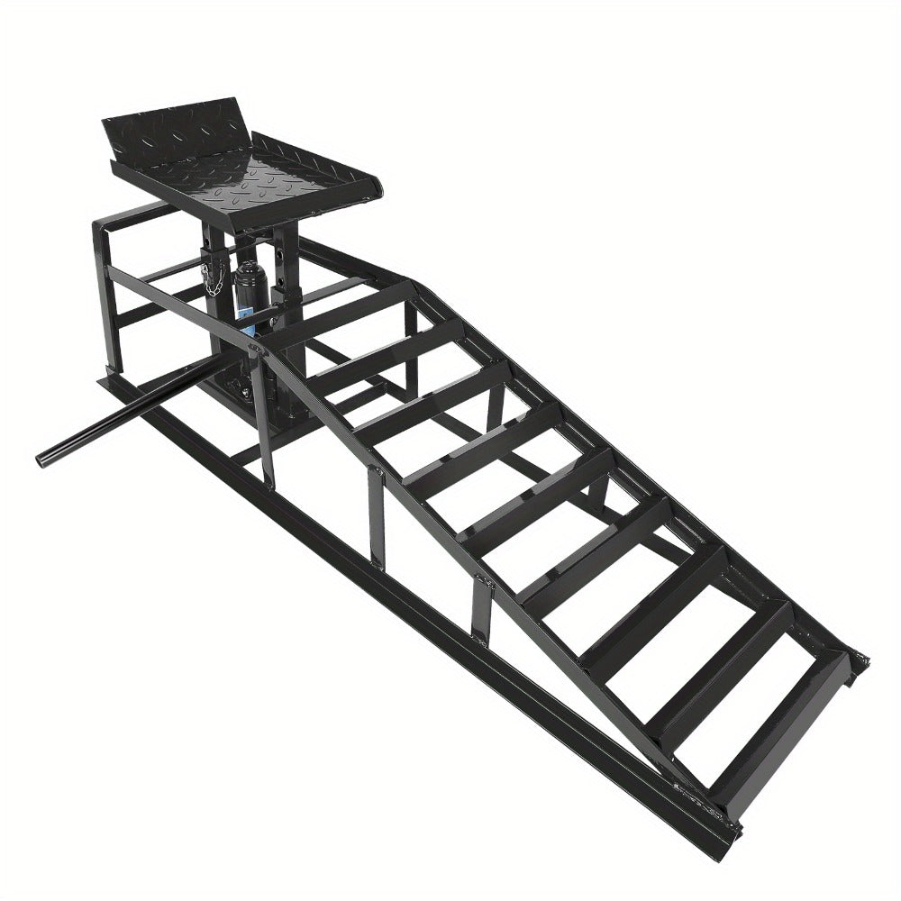 Hydraulic Vehicle Ramps 11,000 lb 5T Low Profile Heavy Duty Lift Service Ramps for Truck Trailer Garage – Adjustable Height, 1 Pack & 2 Pack, Red & Black