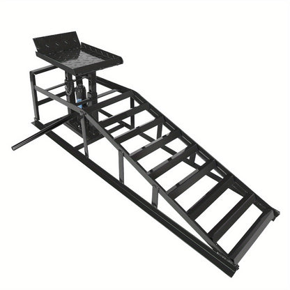 Hydraulic Vehicle Ramps 11,000 lb 5T Low Profile Heavy Duty Lift Service Ramps for Truck Trailer Garage – Adjustable Height, 1 Pack & 2 Pack, Red & Black