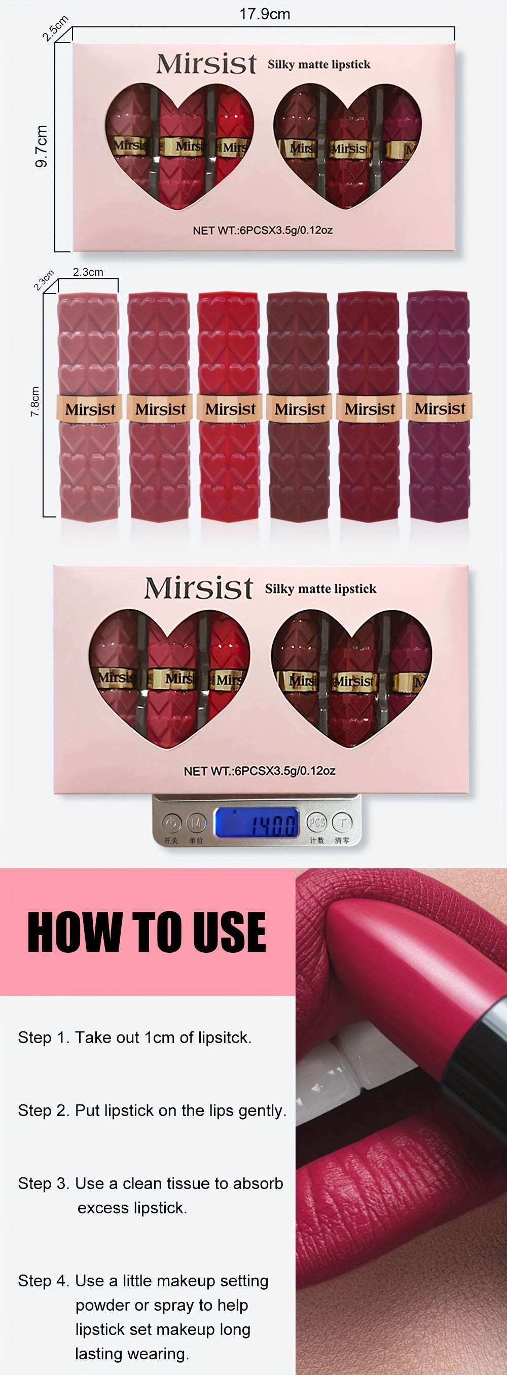 Berry Red Velvet Matte Lipstick Set 6 Colors Waterproof Long-Lasting Smudge-Proof – Non-Fading 12H Wear Velvety Lip Color for All Skin Types Daily Wear Special Events Holiday Gift Women
