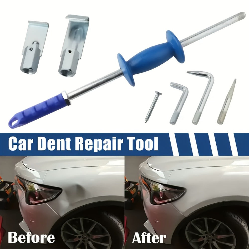 Slide Hammer Dent Puller Kit 9-Piece 5LB Auto Body Dent Repair Tool Set for Hail Damage Removal, Includes Nose Cones Puller Hooks Plate Edge Puller L-Puller Pierce Punch, 5/8" x 18 TPI, Cars Trucks