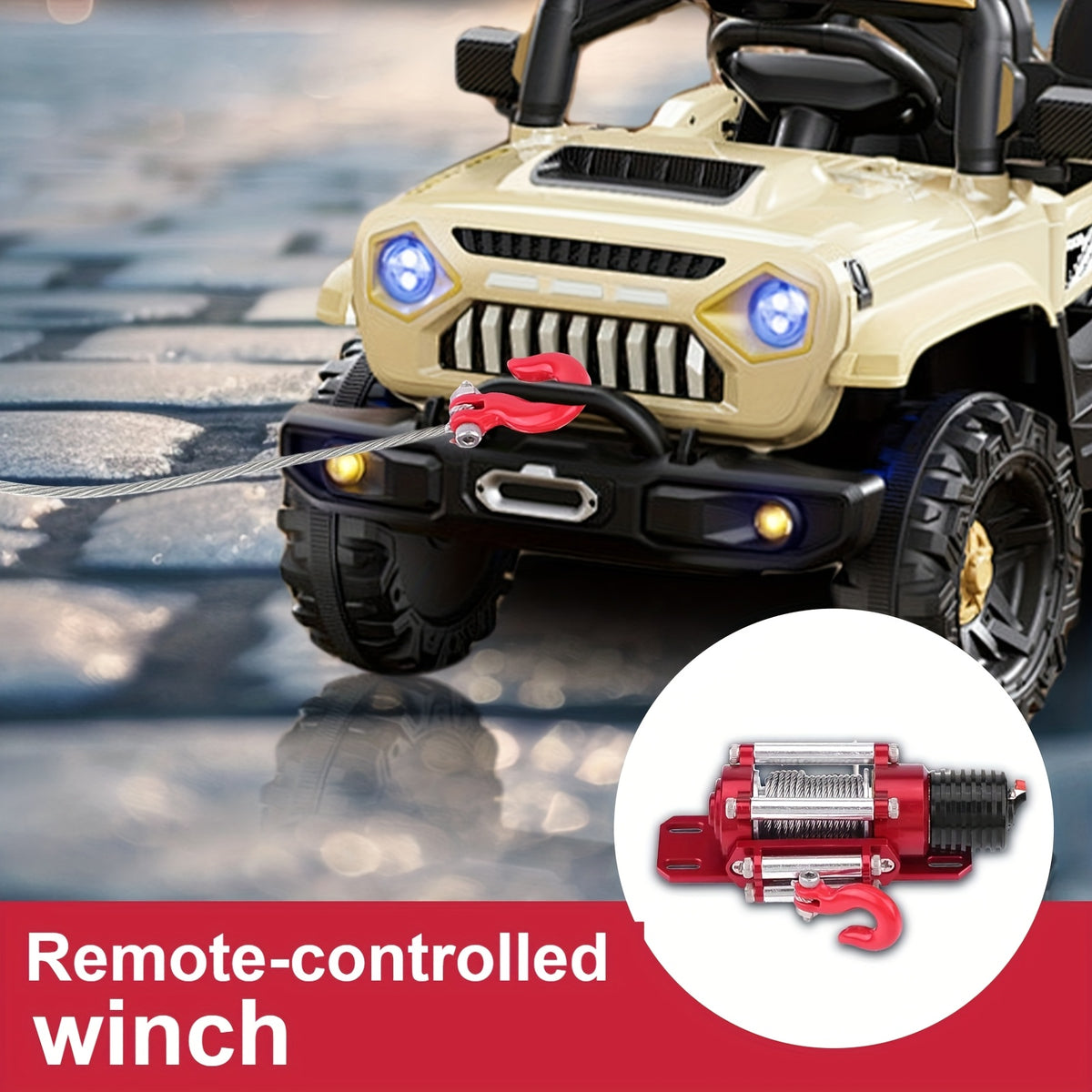 1/10 Car Winch for RC Cars, Wired Steel Winch for RC Cars, Compatible with 1/10 Scale Tracked Vehicles, Suitable for Traxxas/Hsp/Redcat/Tamiya/Axial/Scx10/D90/Hpi 1/10 for rc Crawler Car, Off-Road Recovery Accessory