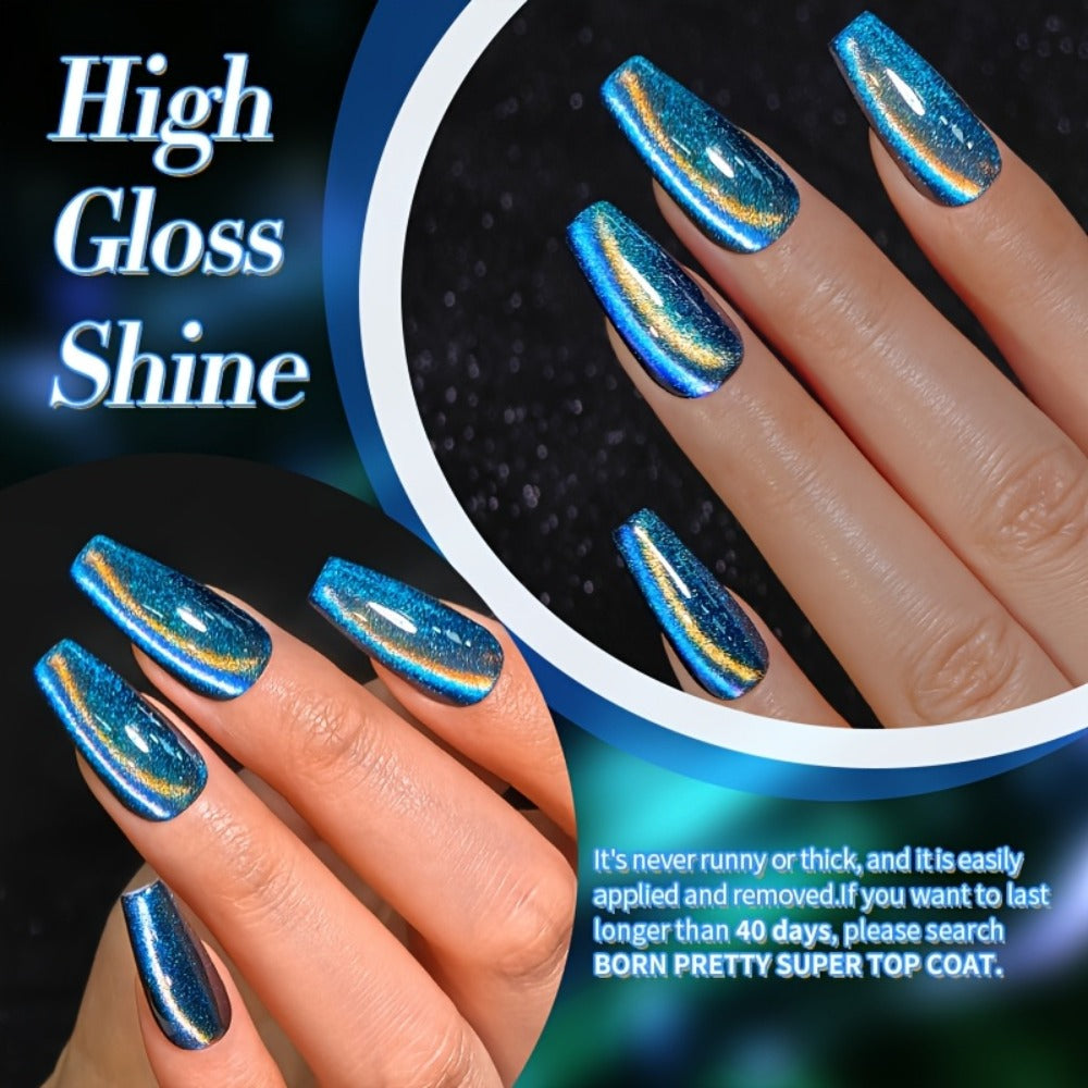 Cat Eye Gel Nail Polish Set 6 Colors 9D Magnetic Polaris Glass Water Light Effect - Semi-Permanent Soak Off LED UV Gel 0.34oz Each - Long Lasting Shimmer Nail Art for Women Salon Home DIY