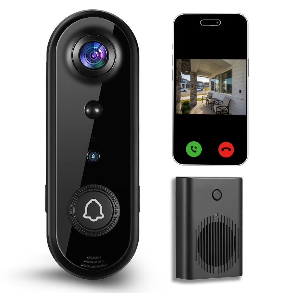 Video Doorbell Camera 1080P HD Wireless with Night Vision, Motion Detection, Two-Way Audio, Indoor Chime & Cloud Storage – 5200mAh Battery, 166° Wide Angle, 2.4GHz WiFi Smart Door Camera
