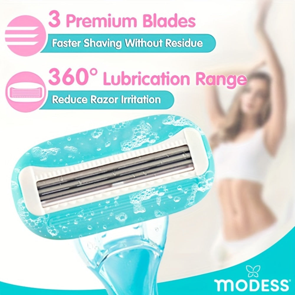 Sensitive Skin Disposable Razors for Women Pastel Teal Blush Pink 4-Pack & 8-Pack Smooth Close Shave Legs Underarms Protective Blade Cap Gentle Hair Removal Razor Daily Use Travel
