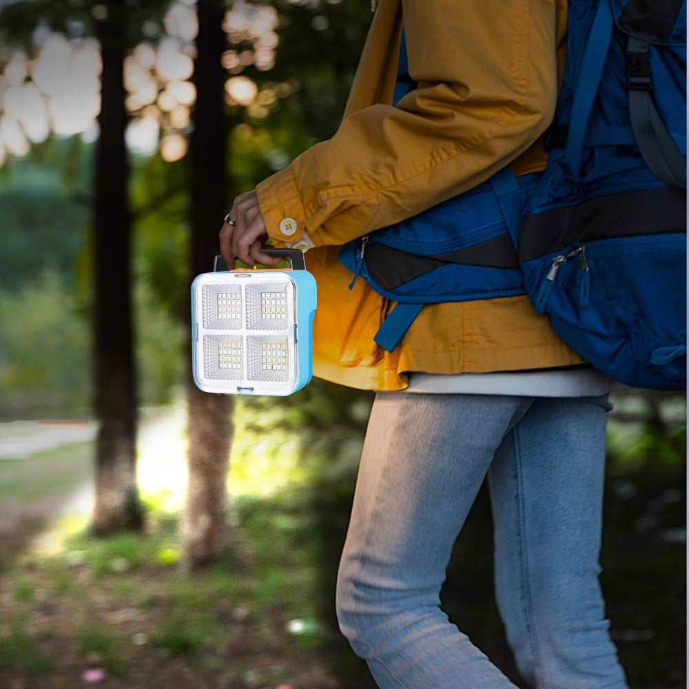 Solar Camping Lantern Ultra-Bright 4 Adjustable Modes – Solar & USB Rechargeable Multifunctional Searchlight with Bracket & Hook for Camping, Hiking, Emergency & Outdoor Use