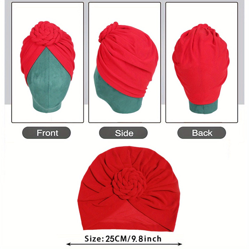 Boho Turban Headbands for Women 5 Pack – African Indian Style Twisted Knot Knit Hair Wrap Hat Retro Ethnic Fashion Head Scarf Baotou Cap Mixed Colors Versatile Headband Set