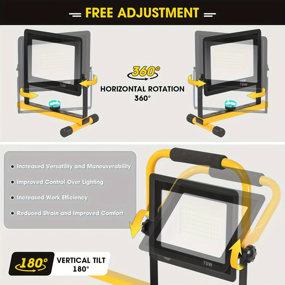 LED Work Light with Tripod Stand 21600 Lumen IP66 Waterproof – 216 x 1W High Brightness LED, 360° Rotation, 16.5 Ft Power Cord for Outdoor Workshop Garage Construction Site Commercial Lighting