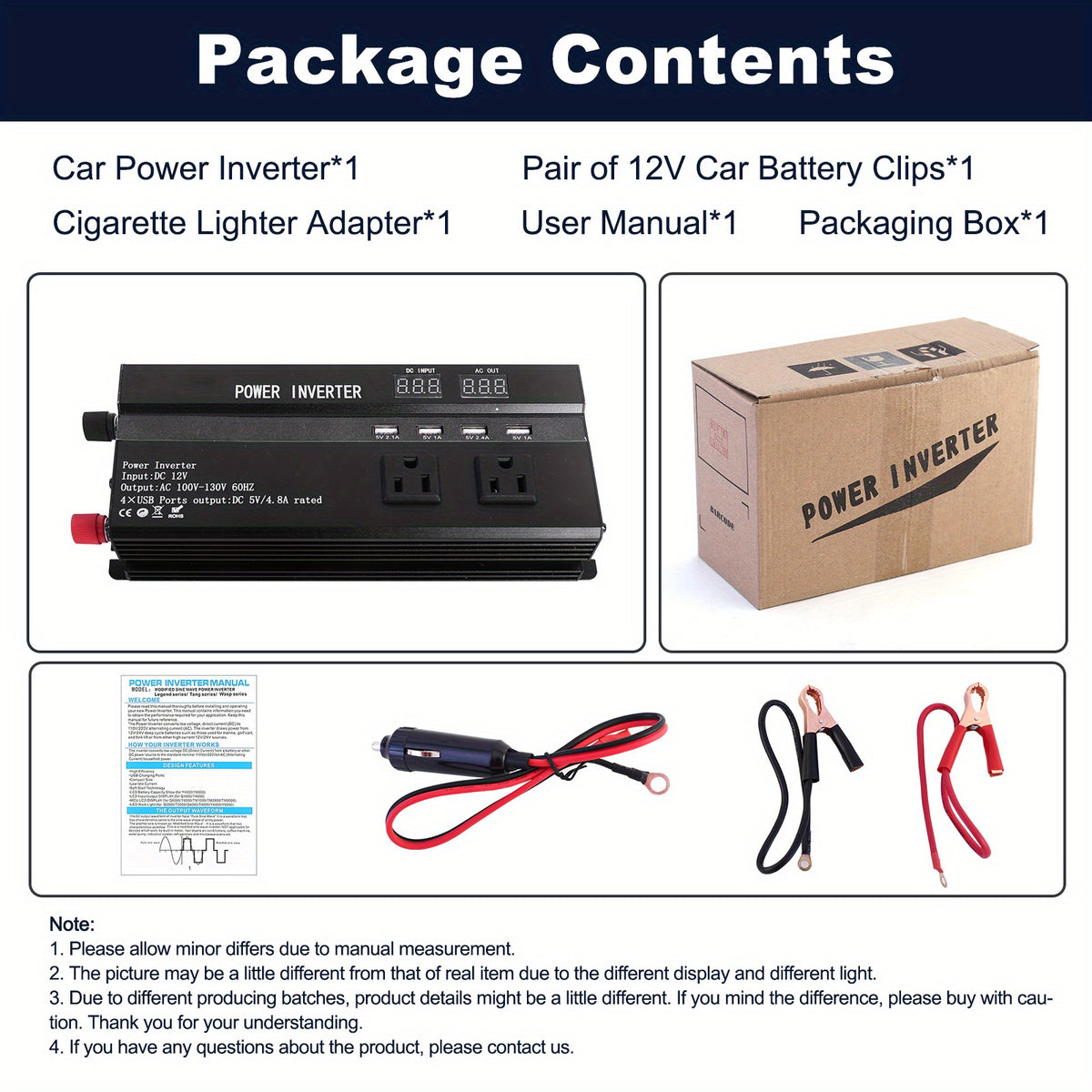 DC 12V to AC 110V Sine Wave Solar Power Inverter with an LCD Display, Capable of 6500W Peak Power. It Features a Universal Socket for Easy And Convenient Connections, Making It Ideal for Emergencies And Suitable for Mobile Phones, Rvs, Electronics