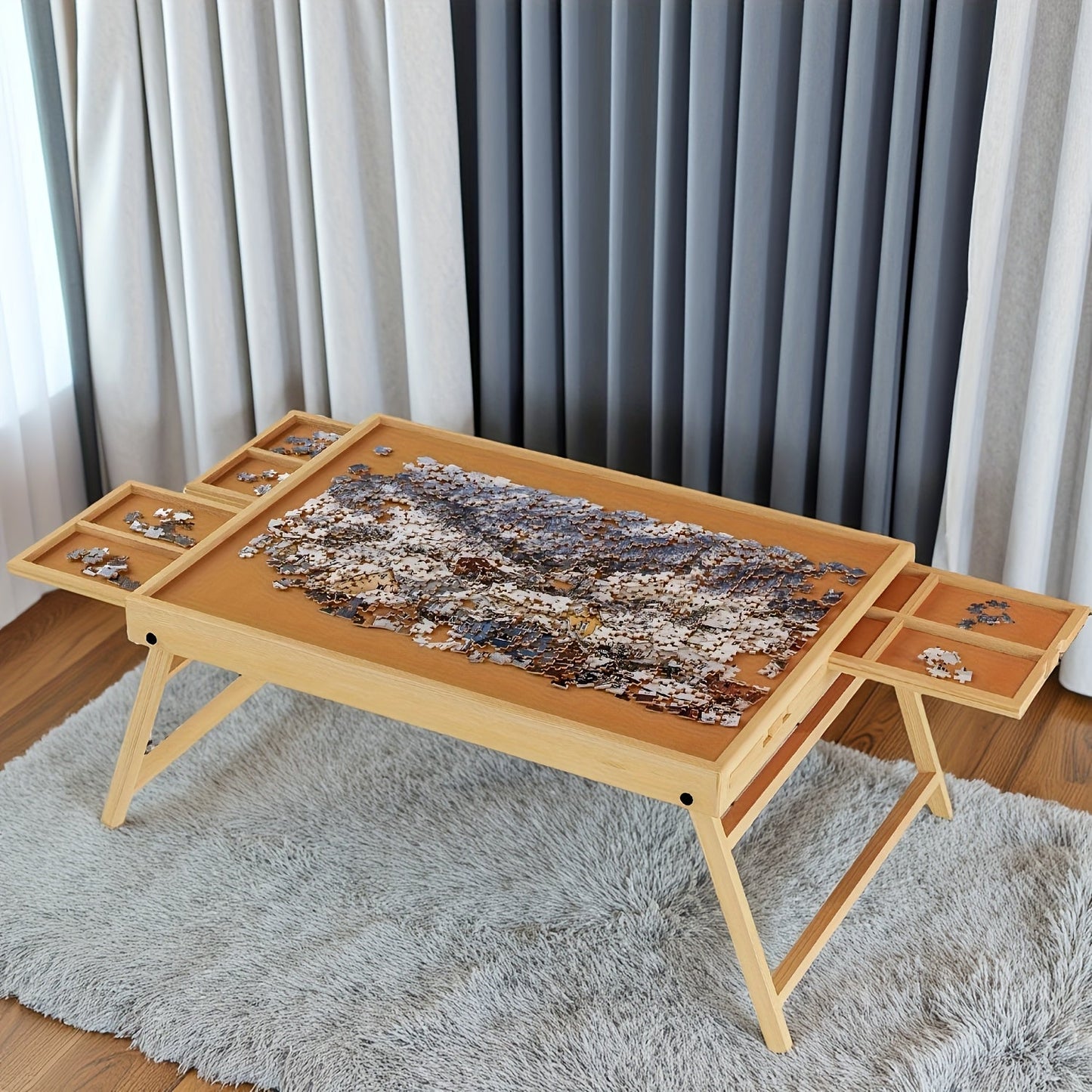 Jigsaw Puzzle Board for Adults 1000 Pieces – 2-in-1 Tilting Stand & Protective Lid, 6 Sorting Drawers, Ultralight Portable Puzzle Table, Ergonomic Gift for Puzzle Lovers