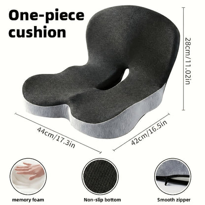 Memory Foam Seat Cushion with L-Shaped Back & Lumbar Support, Ergonomic Breathable Chair Cushion for Long Sitting, Home Office Chair Study Car Living Room Daily Comfort Cushion for Back Pain Relief