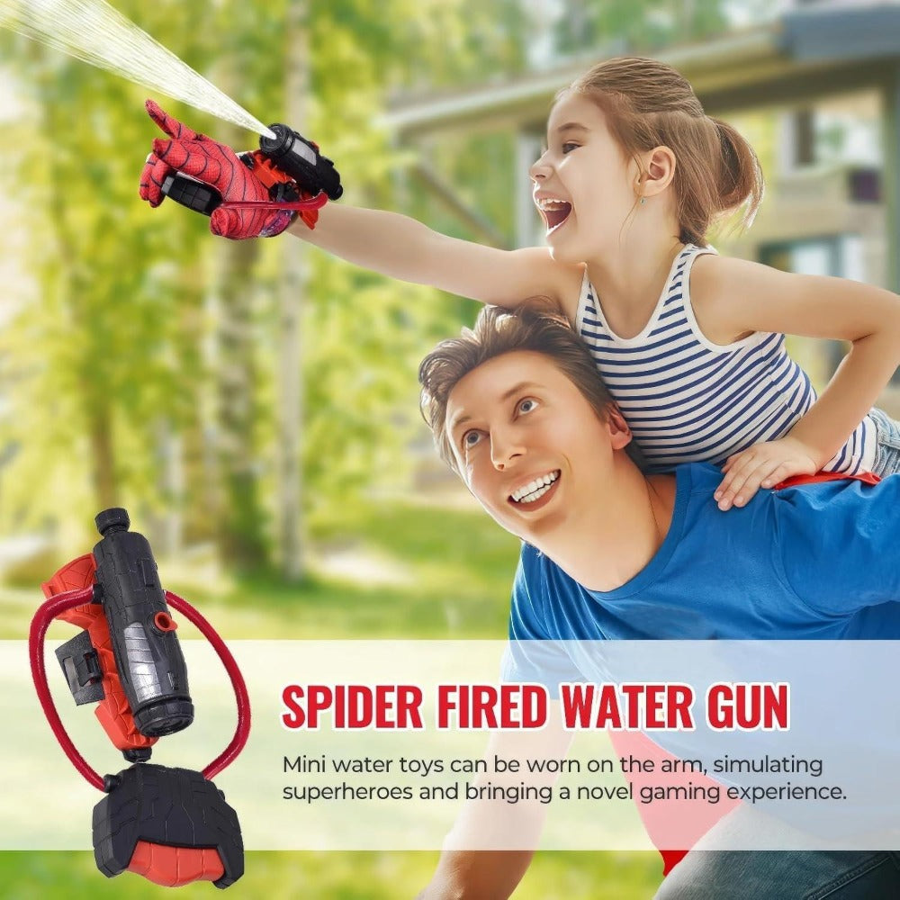 Wrist Spider Web Shooter Toy for Kids & Teens – Superhero Web Launcher Set with Eye Mask Target & Water Gun, Outdoor Party Gift Boys Halloween Easter Birthday