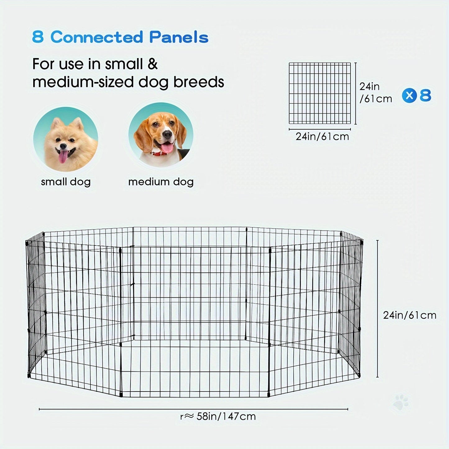 Foldable Metal Wire Dog Playpen & Pet Gate – 24/30/36/42" Indoor Outdoor Fence for Large Medium Small Dogs