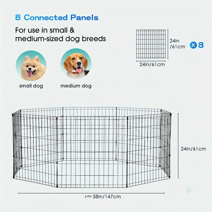 Foldable Metal Wire Dog Playpen & Pet Gate – 24/30/36/42" Indoor Outdoor Fence for Large Medium Small Dogs