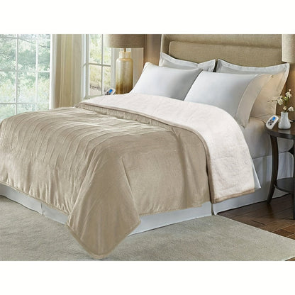 Dual Control Electric Heated Blanket with 10 Heat Levels - 10-Hour Auto Shutoff, Overheat Protection, Fast Heating, Soft Flannel, Machine Washable, 4 Sizes & 4 Colors, Bedroom Gift Blanket