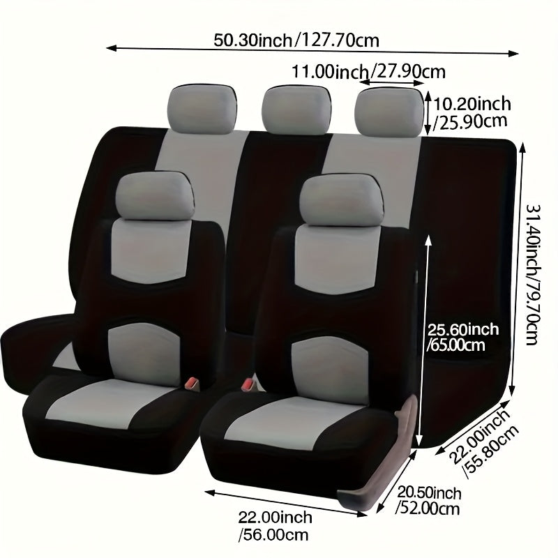 Full Coverage 5-Seat Universal Car Seat Covers, Breathable Fabric, Wear-Resistant, Seat Protection, Suitable for All Seasons. Universal Fabric Suitable for Most 5-seat Car Models on the Market