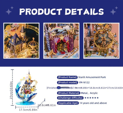 3D Metal Model Kit MU Star Playground – Handcrafted Garden Scene DIY Puzzle for Teens & Adults Ages 14+, Unique Birthday Christmas Valentine's Day Gift for Girlfriend Women Teen Girls