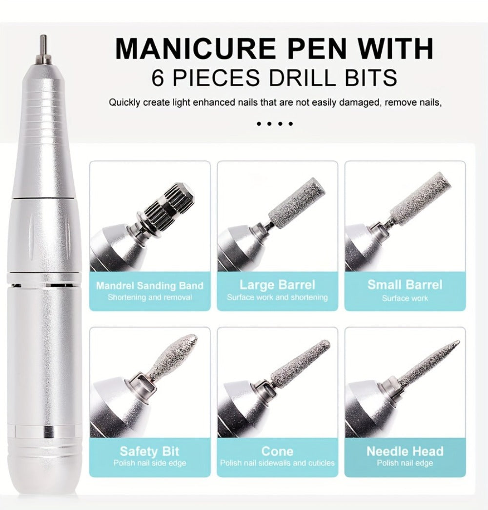 Low Noise Nail Drill Cordless 45000RPM Adjustable Speed with Power Display Portable Nail File Grinder for Gel Acrylic Nails Manicure Pedicure Home Salon Use Pink White Purple