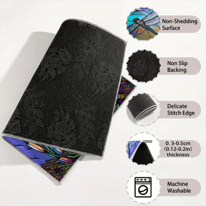 Anti-Slip Rubber Cargo Liner for SUV & Sedan - Dragonfly Floral Design Trunk Floor Mat | Heat Resistant Non-Slip Car Cargo Pad