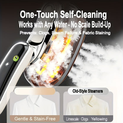 Smart Steam Iron Garment Steamer 2-in-1 1300W 5-Level Touchscreen Self-Cleaning Ceramic Soleplate 160ml Tank 5-Second Steam Horizontal Vertical Portable Home Travel White
