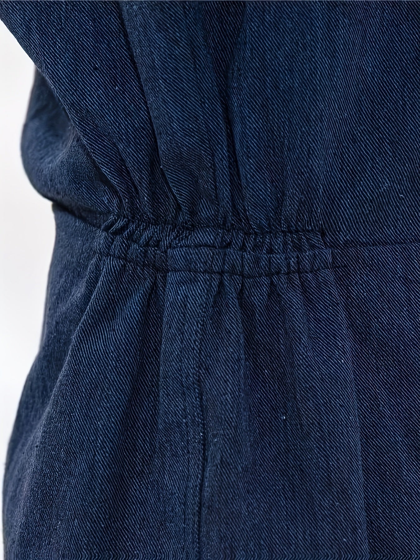 Unisex Hooded Denim-Look Coveralls - Loose Fit Zipper Front