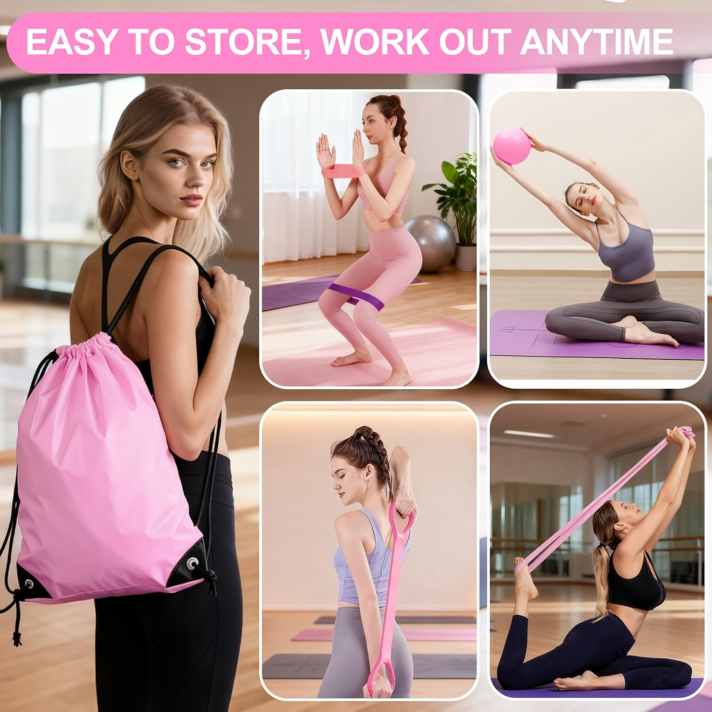 Pilates Set for Women 14-Piece – Includes 13-Inch Pilates Ring, 9-Inch Yoga Ball, 5 Resistance Bands & Hip Thrust Bands, Complete Home Pilates Equipment Kit for Beginners & Core Training