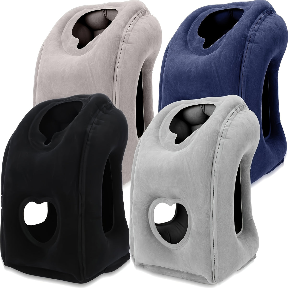 [Inflatable Travel Pillow] 1pc Inflatable Travel Pillow with Patented Valve Design - Adjustable Neck & Head Support, Lightweight & Medium-Firm Ergonomic Air Pillow for Long Haul Flights, Cars, Buses, Trains, Office Napping (Mixed Colors)