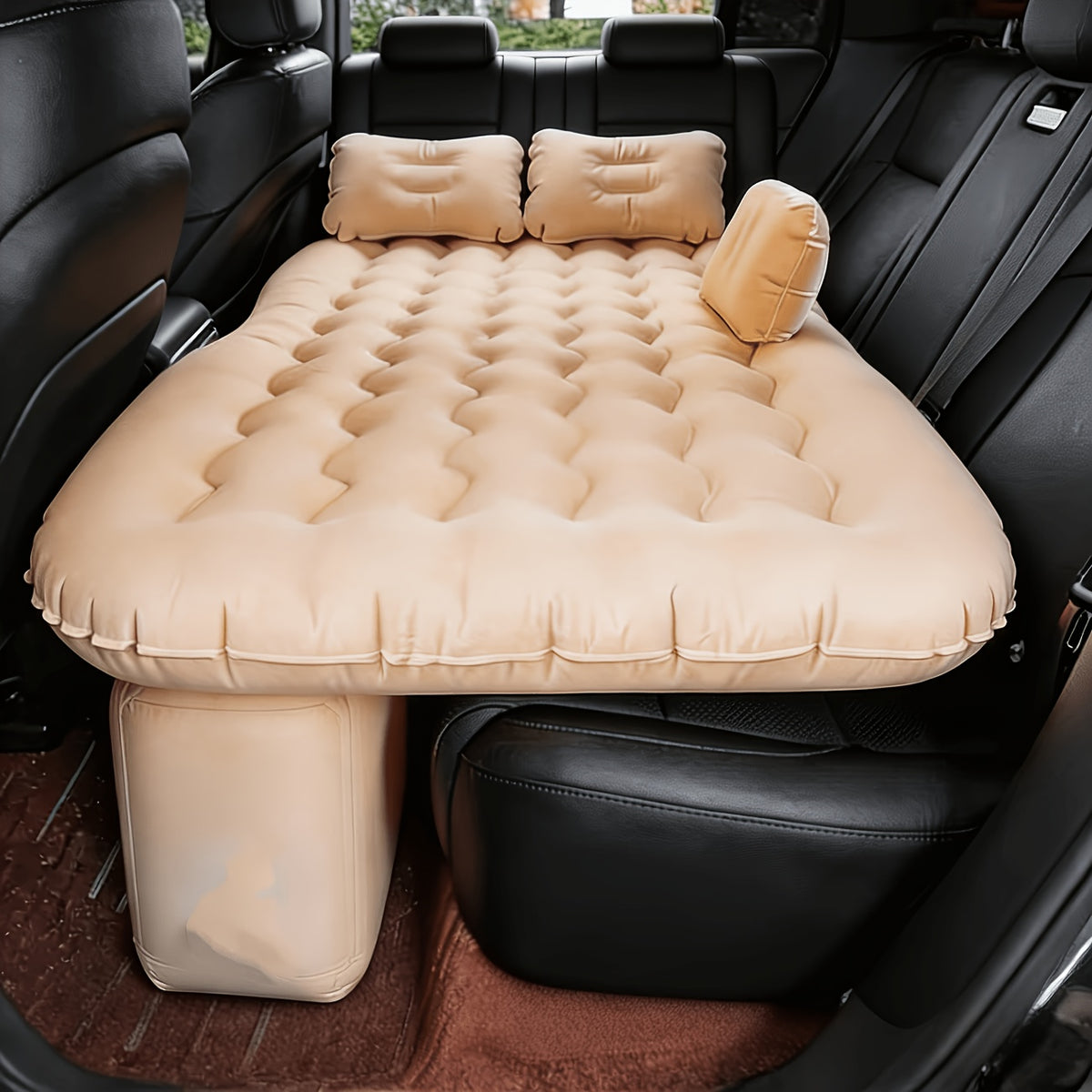Outdoor Inflatable Bed, Car Bed, Portable PVC Plush Material Inflatable Mattress, Lightweight And Suitable For Camping, Picnicking, Travel, Beach, Can Be Stored In The Trunk, Including Storage And Repair Kit