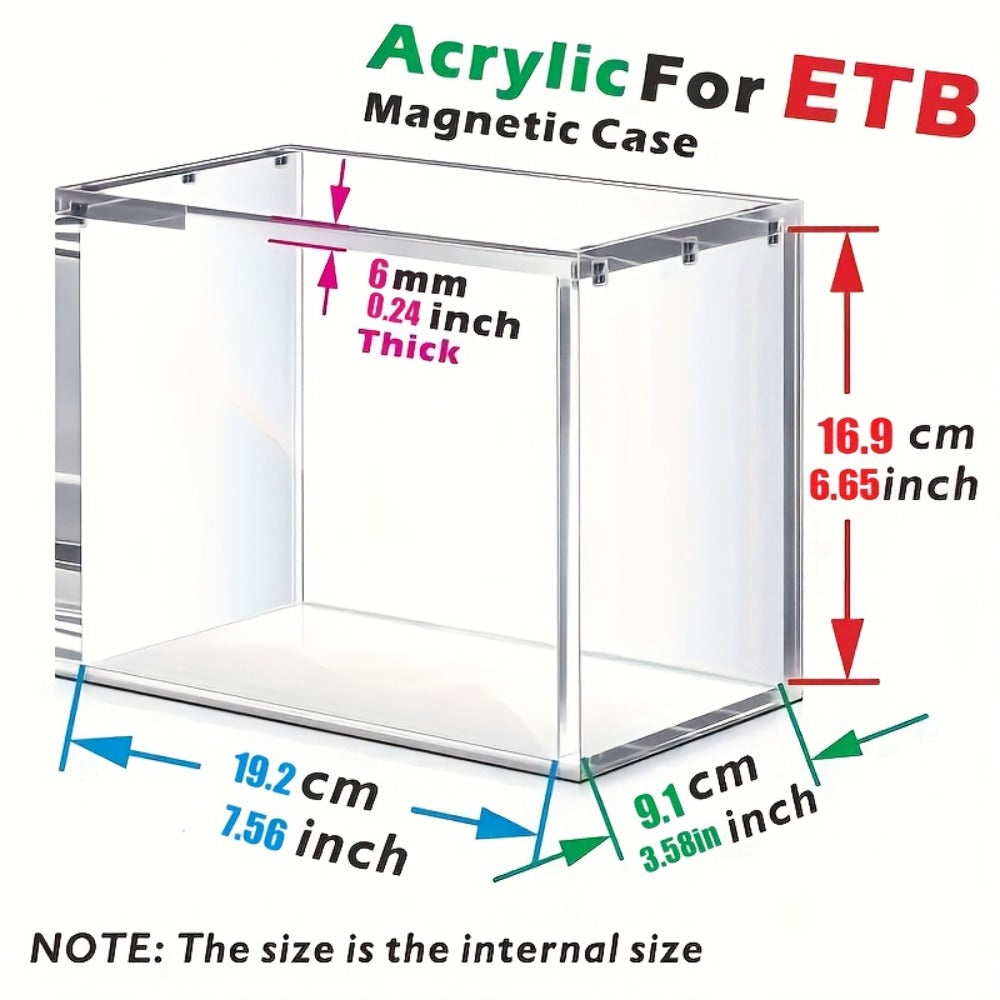Acrylic Display Box for Pokemon ETB & Trading Cards – 6mm Stackable Magnetic Dustproof Case for Elite Trainer Box, Sports Memorabilia & Collectibles Showcase