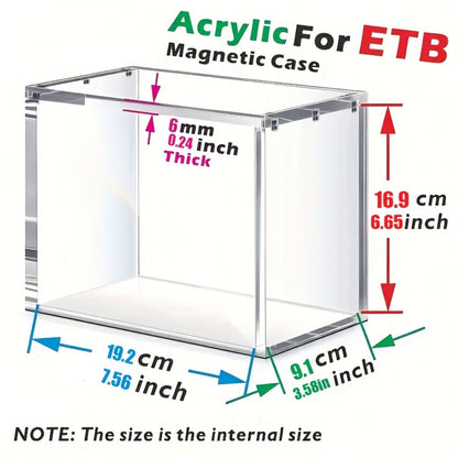 Acrylic Display Box for Pokemon ETB & Trading Cards – 6mm Stackable Magnetic Dustproof Case for Elite Trainer Box, Sports Memorabilia & Collectibles Showcase