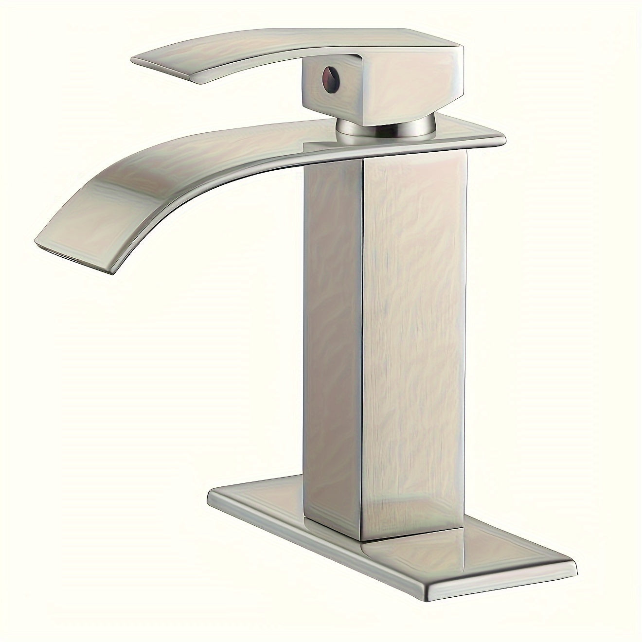 Waterfall Bathroom Sink Faucet, Single Hole or 3-Hole Mixer Tap with 6" Deck Plate, Ceramic Valve, Vanity Faucet for Farmhouse RV Bathroom, Brushed Gold Matte Black Nickel Chrome