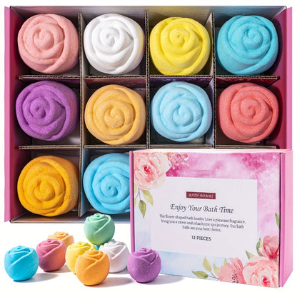 Bath Bombs Gift Set 12pcs Handmade Shea Butter Essential Oil Scented Fizzy Bath Salt Balls Moisturizing Bubble Bath Spa Gift for Women Birthday Christmas Valentine Mother Day Anniversary Luxury