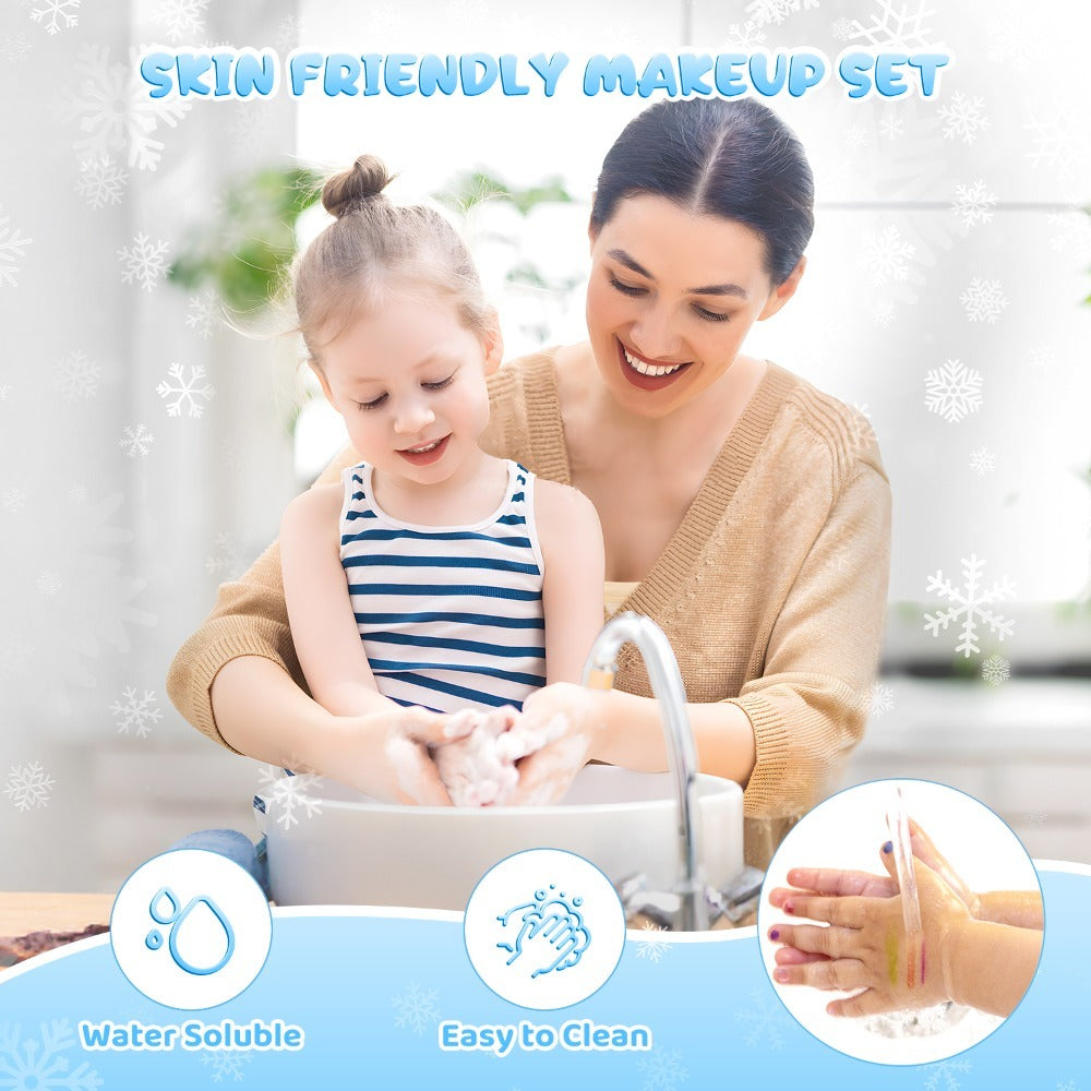 Princess Makeup Set for Girls Ages 3-12 – 58 PCS Non-Toxic Washable Pretend Play Makeup Kit with Brushes & Case | Skin-Friendly Beauty Toy | Best Birthday Christmas Gift for Little Girls