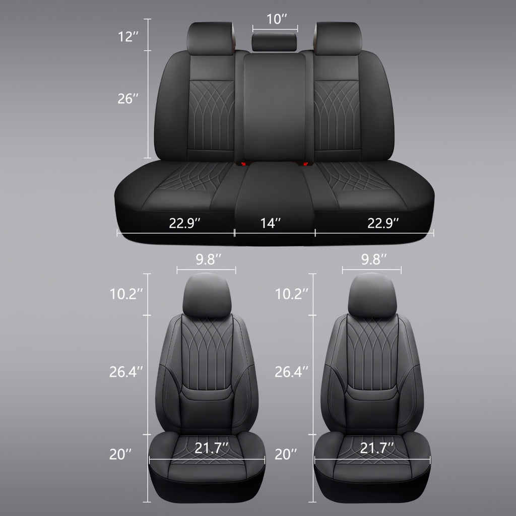 Full Coverage Pu Leather Car Seat Covers Full Set,Waterproof Seat Covers for Cars,SUVs Pick-up Truck, Car Seat Cushion,Car Seat Protector, Seat Cover with 5 Seats / 2 Seats