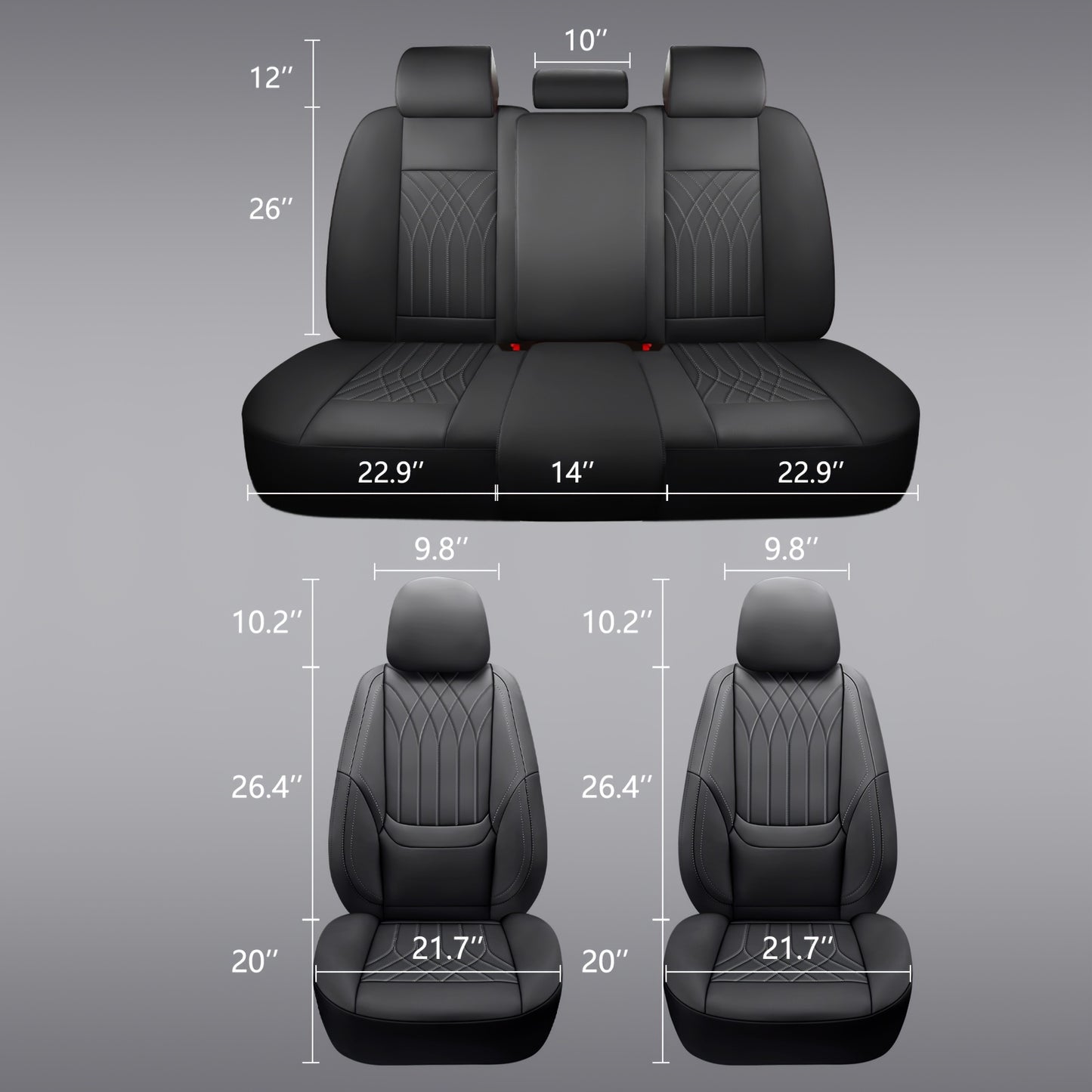 Full Coverage Pu Leather Car Seat Covers Full Set,Waterproof Seat Covers for Cars,SUVs Pick-up Truck, Car Seat Cushion,Car Seat Protector, Seat Cover with 5 Seats / 2 Seats