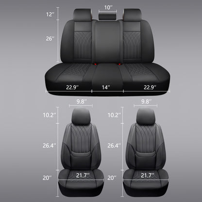 Full Coverage Pu Leather Car Seat Covers Full Set,Waterproof Seat Covers for Cars,SUVs Pick-up Truck, Car Seat Cushion,Car Seat Protector, Seat Cover with 5 Seats / 2 Seats