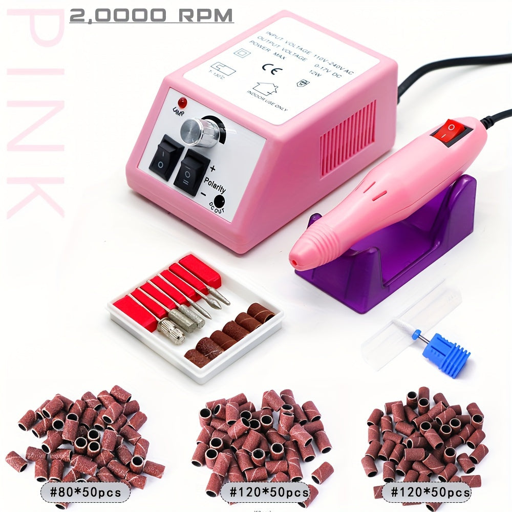 Professional Nail Drill Kit 20000RPM with 6 Drill Bits & 50 Sanding Bands — Electric Manicure Pedicure Machine Low Noise Dual-Hand for Acrylic Gel Natural Nails, Home & Salon Nail File Set, 8-in-1 Option