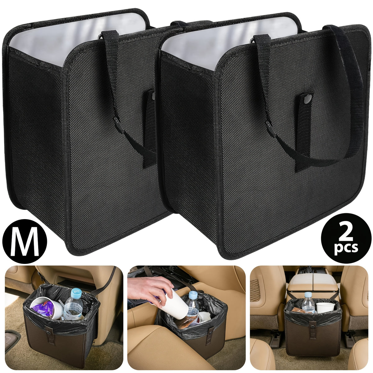 Car Trash Can, Foldable Trash Can Collapsible Hanging Trash Bag for Car Seat, Gallons Leakproof Garbage Bags, Cars Must Haves Interior Accessories Essentials, Hanging Leakproof Storage Bag with Large Capacity, Car Interior Accessories
