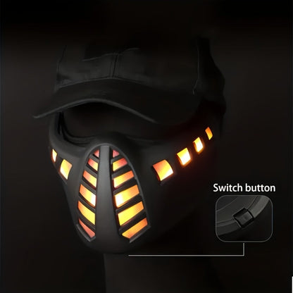LED Rave Mask Cyberpunk Full Face Light Up Futuristic Sci-Fi – Breathable Halloween Cosplay Costume Mask for Bar Club Music Festival Rave Party, Photo Prop Gift for Men & Women Adults
