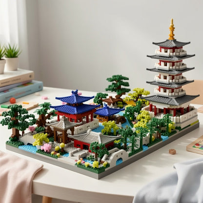 Hangzhou West Lake Building Blocks Set 3282 Pcs – Miniature Chinese Architecture Model Pagoda Cherry Blossom Collectible Landscape Display for Adults Teens Cultural Birthday Christmas Gift