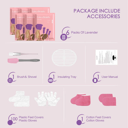 Paraffin Wax Warmer Kit 3000ml Touchscreen for Hands & Feet – Includes 6 Packs Refill Wax, Hot Wax Spa Bath for Arthritis Pain Relief & Deep Skin Moisturizing, Home Salon Use Purple Pink White Green Black
