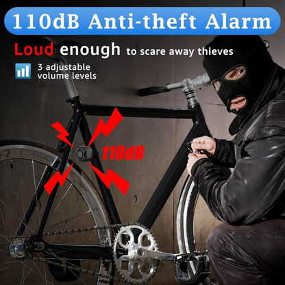Bike Alarm Anti-Theft 110dB – USB Rechargeable Bicycle Alarm with Wireless Remote, Vibration Motion Sensor & 3 Volume Levels for Bicycle, Motorcycle, Scooter, Trailer & Car Security