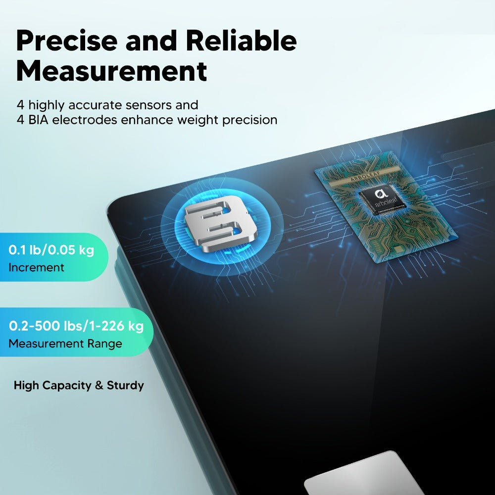 Smart Body Scale 14-in-1 – Body Fat Scale with BMI, Muscle Mass & 14 Health Metrics, Wireless Bluetooth App Sync, Auto Recognition, 500 lb Capacity, HD LED Display for Home & Gym Use