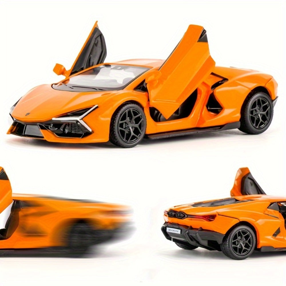 Lamborghini Diecast Car Model 1:36 Scale Alloy Pullback with Openable Doors | Aerodynamic Supercar Replica | Collectible Toy Gift for Kids Adults Orange Green Red