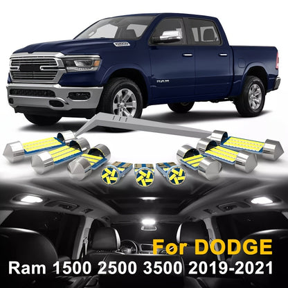 Interior LED Lights Kit for Dodge Ram 1500 2500 3500 – Canbus 6000K Cool White Map Dome Trunk License Plate Bulbs 1994–2023 (13–18 Pcs)